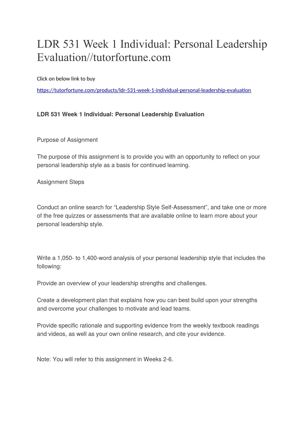 ldr 531 week 1 individual personal leadership
