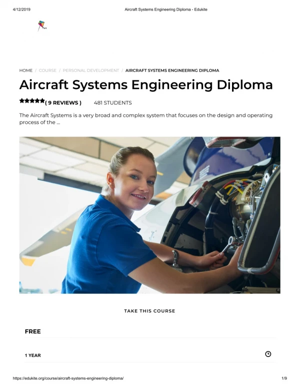 Aircraft Systems Engineering Diploma - Edukite