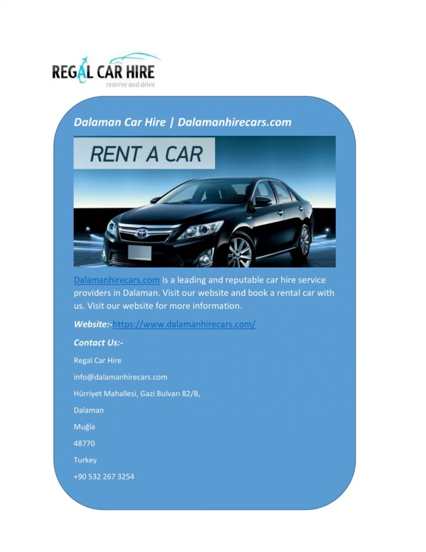 Dalaman Car Hire | Dalamanhirecars.com