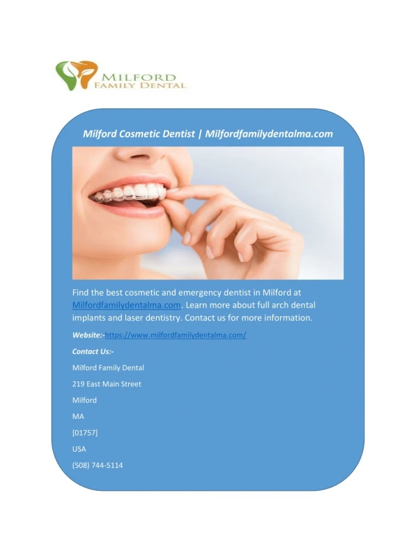 Milford Cosmetic Dentist | Milfordfamilydentalma.com