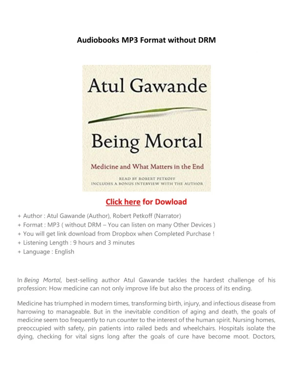 Being Mortal by Atul Gawande Audiobooks MP3