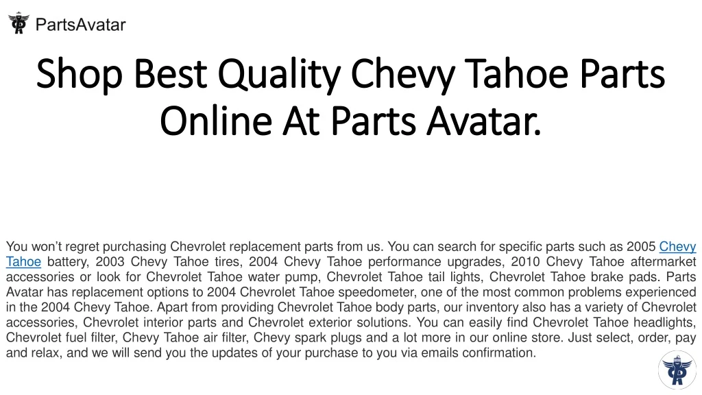 shop best quality chevy tahoe parts online at parts avatar