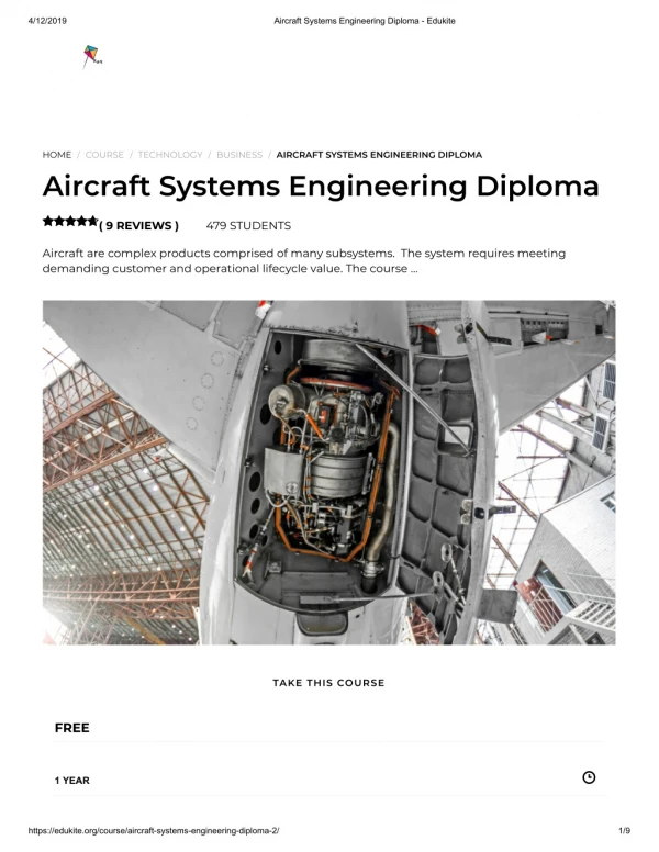 Aircraft Systems Engineering Diploma- Edukite