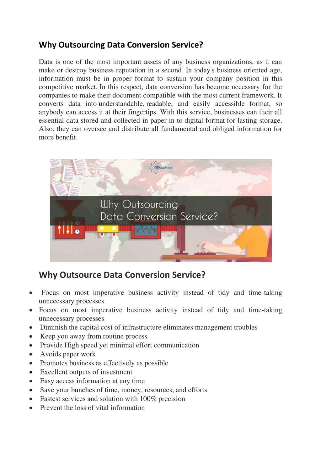 why outsourcing data conversion service