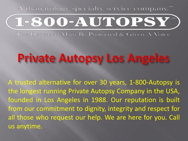 Private Autopsy Los Angeles