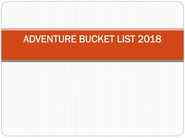 Adventure Bucket List 2018