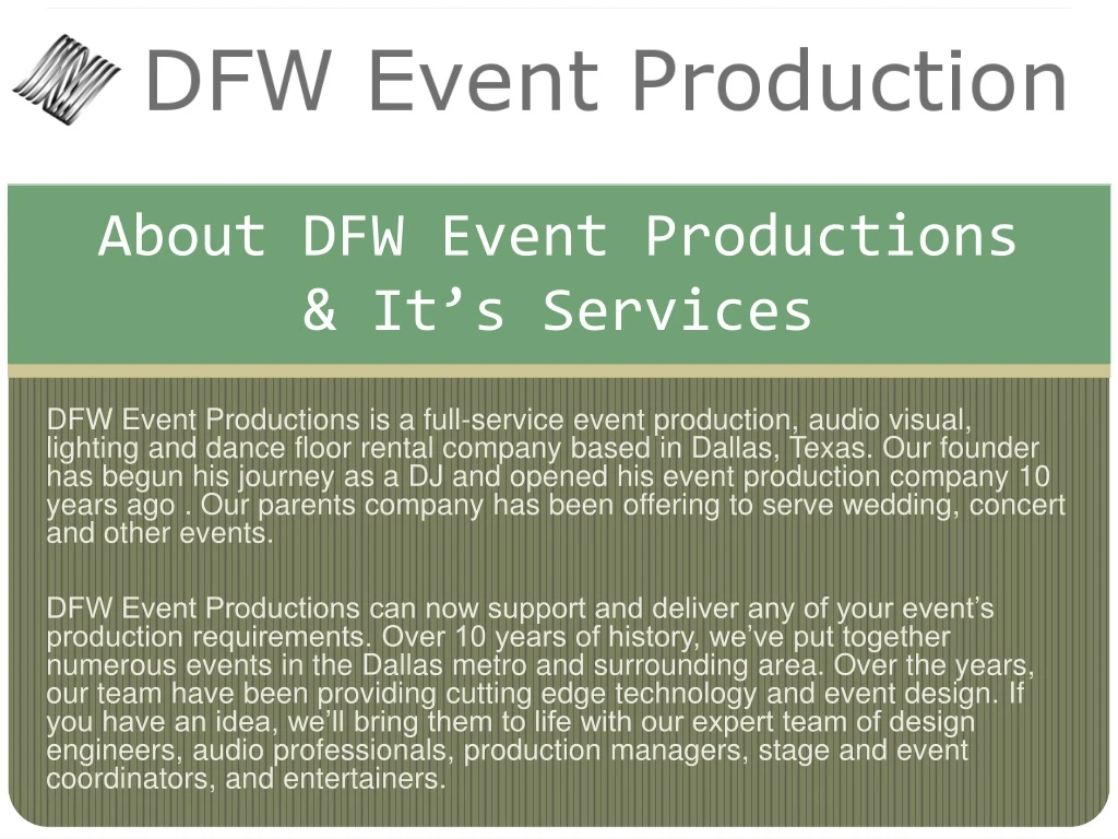 about dfw event productions it s services