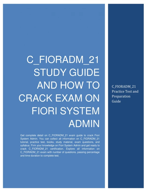 How To Prepare For C_FIORADM_21 Exam on Fiori System Admin?