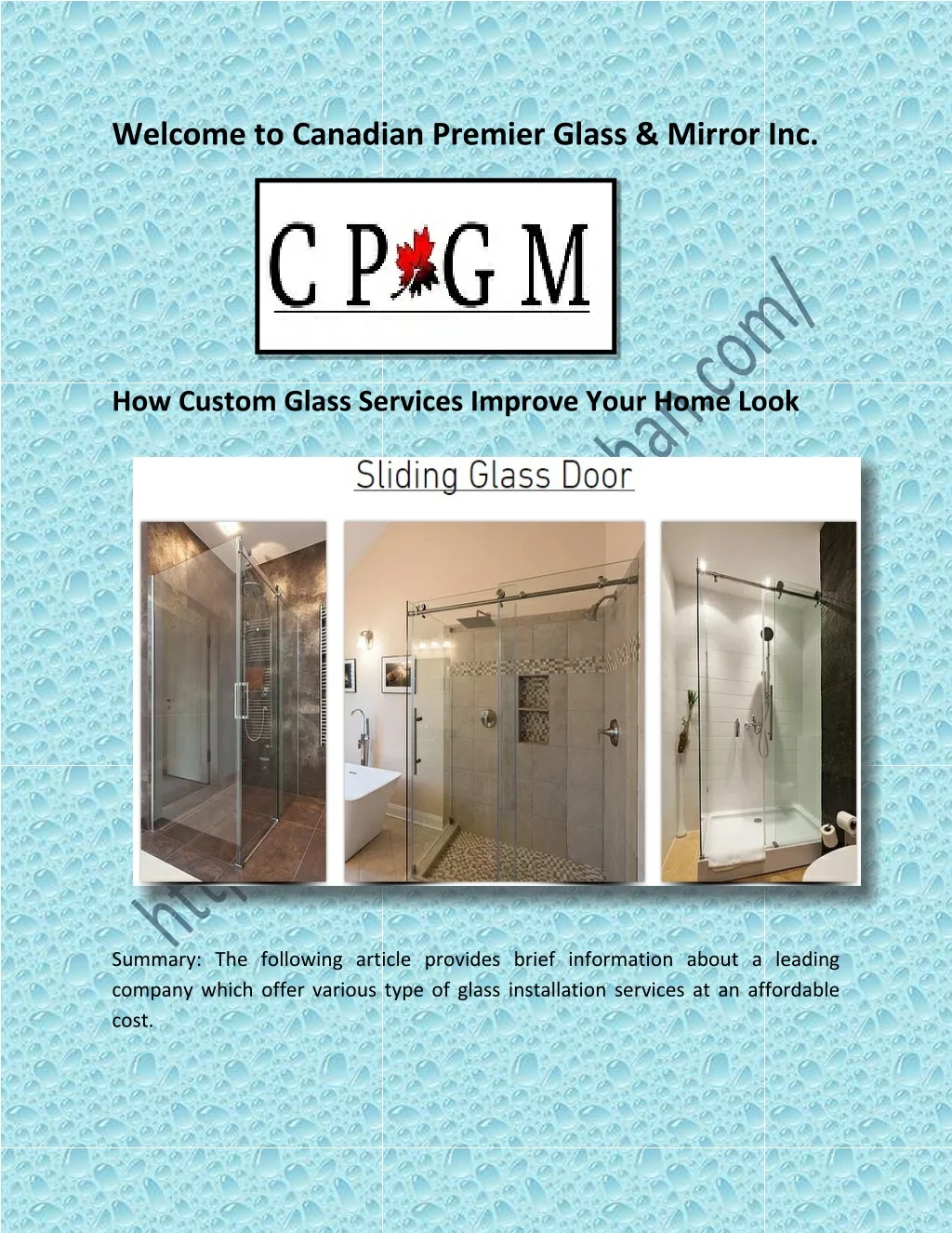 welcome to canadian premier glass mirror inc