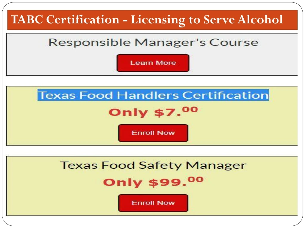 tabc certification licensing to serve alcohol