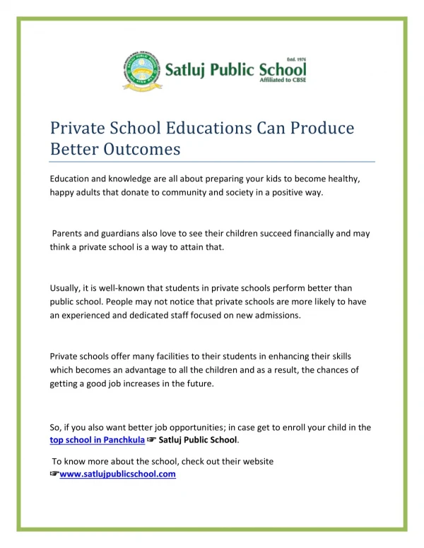 private school educations can produce better