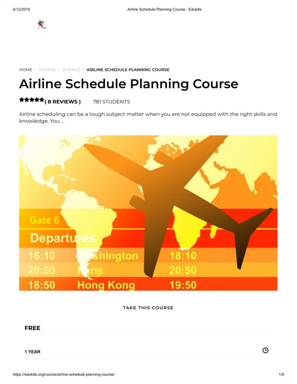 Airline Schedule Planning Course - Edukite