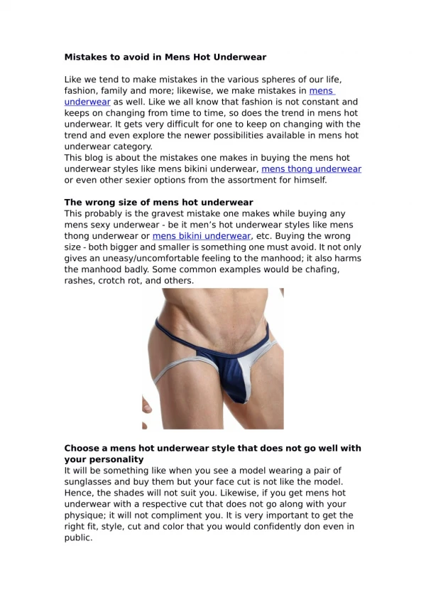 Mistakes to avoid in mens hot underwear