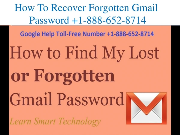 How to Recover Forgotten Password in Gmail | Google Help 1-888-652-8714