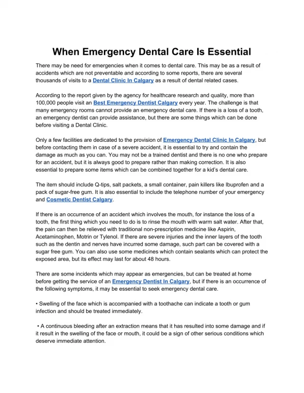When Emergency Dental Care Is Essential