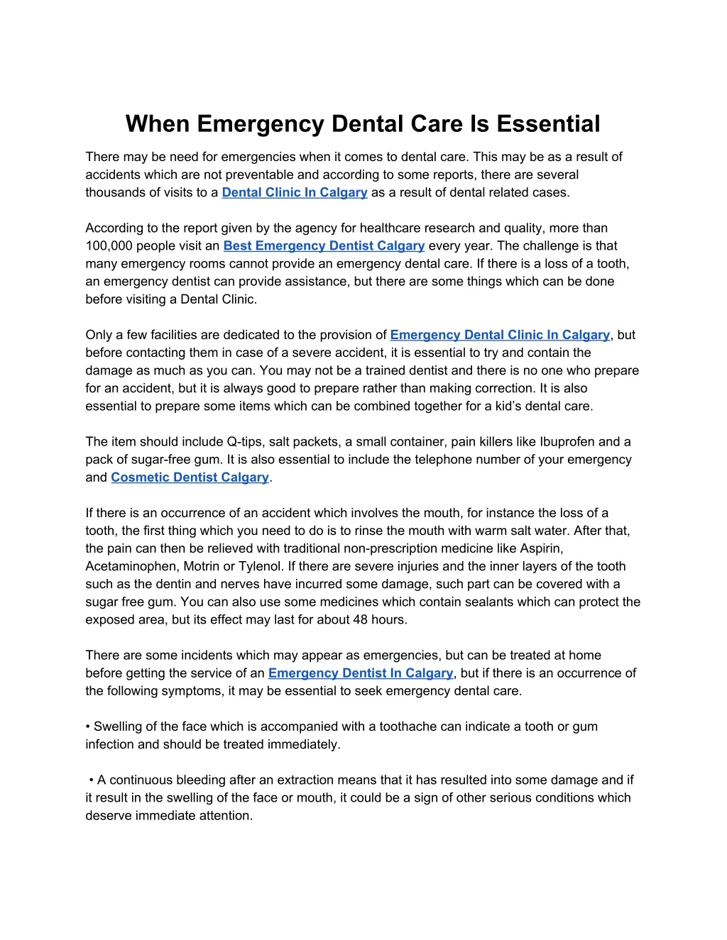 when emergency dental care is essential