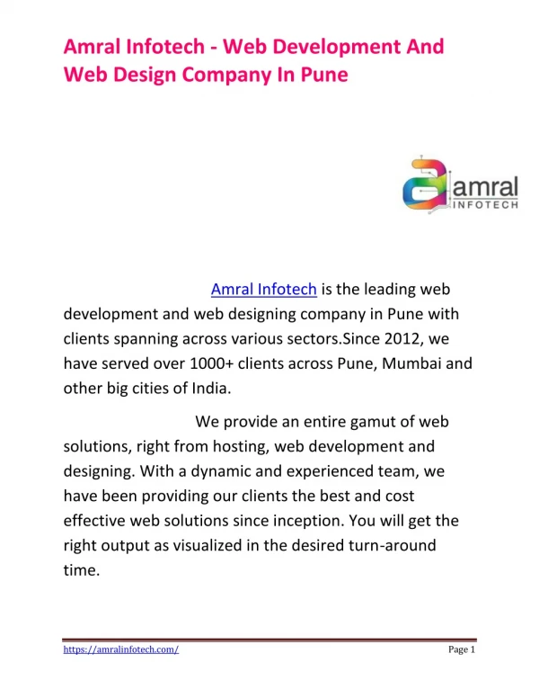 Website Development Company in Pune|Website Designer|Amral Infotech