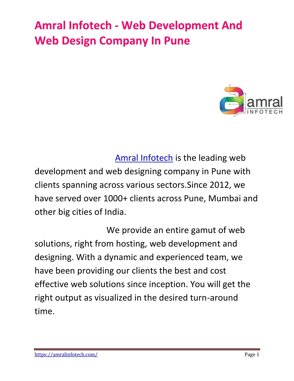amral infotech web development and web design