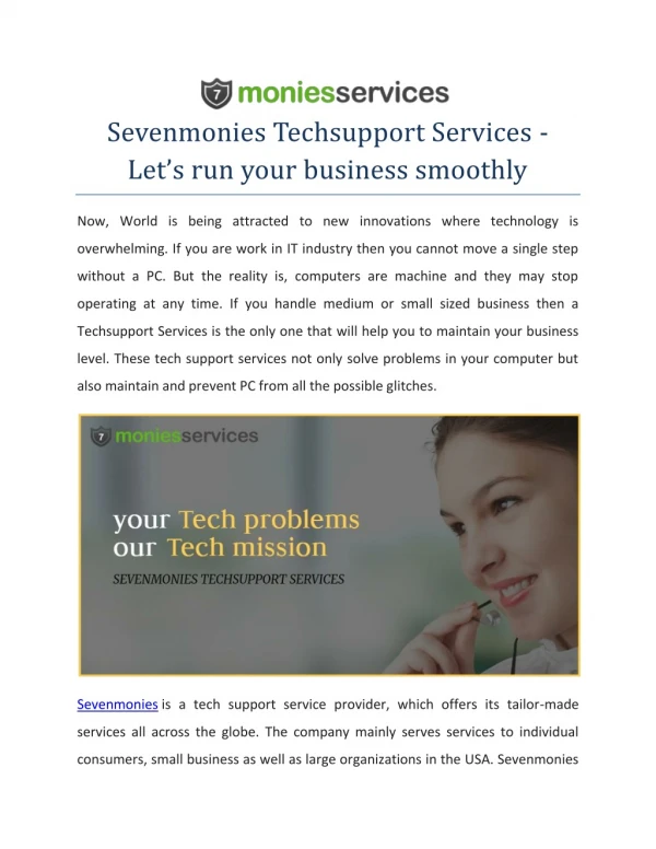 Sevenmonies Techsupport Services - Let’s run your business smoothly