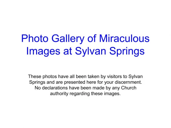 Photo Gallery of Miraculous Images at Sylvan Springs