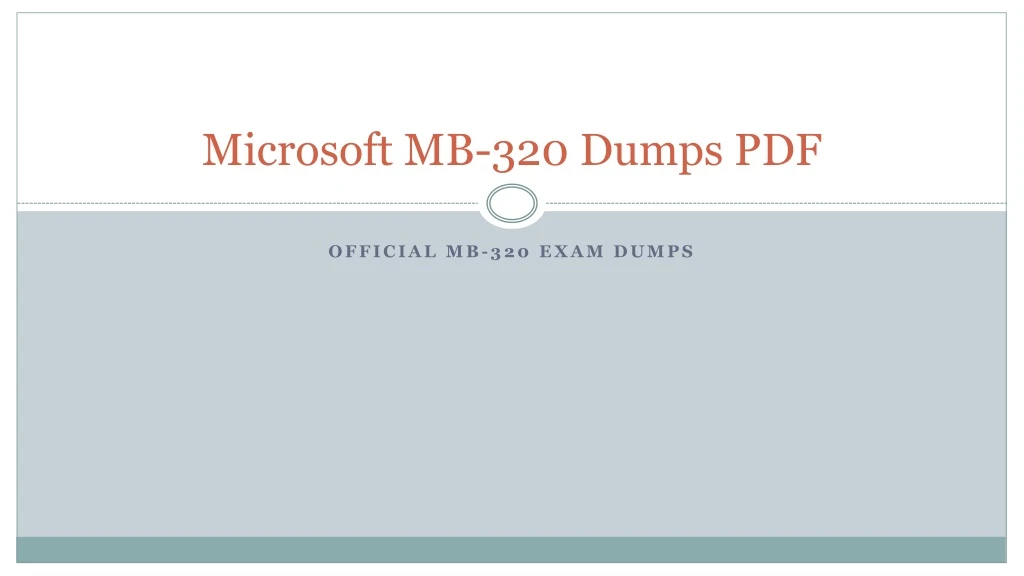 microsoft mb 320 dumps pdf