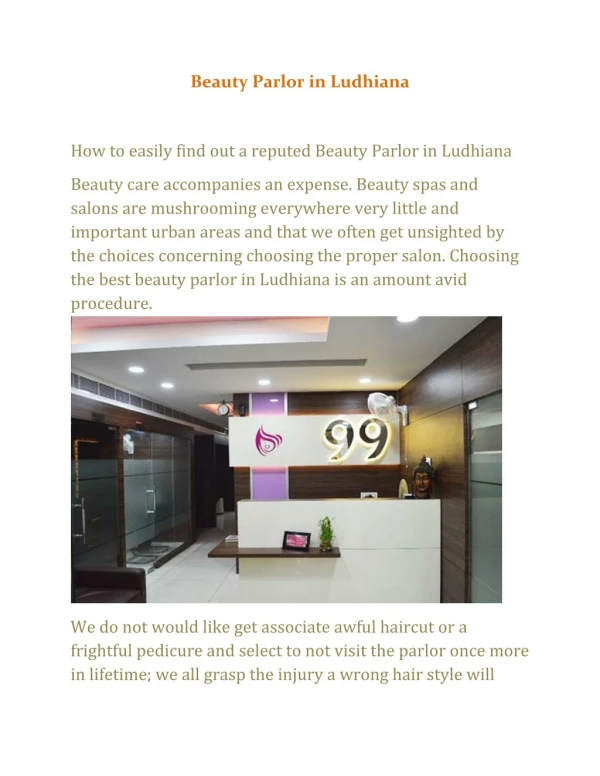 99 Beauty Parlor in Ludhiana