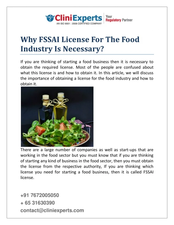 Why FSSAI License For The Food Industry Is Necessary?