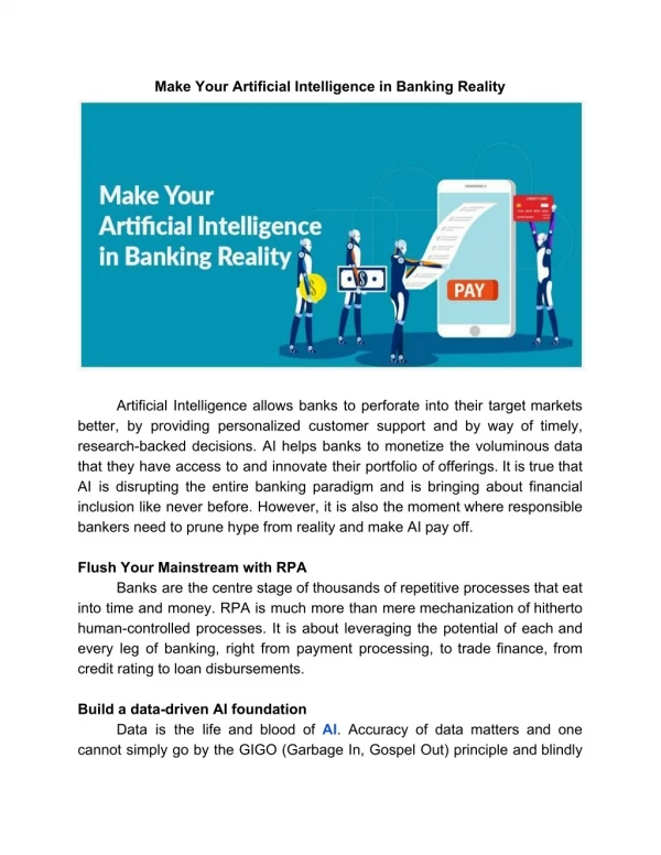 Make Your Artificial Intelligence in Banking Reality