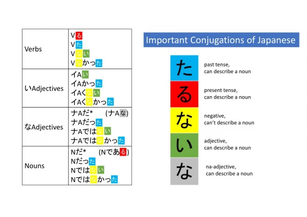 Important Conjugations of Japanese