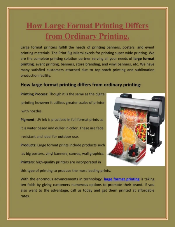 How Large Format Printing Differs from Ordinary Printing