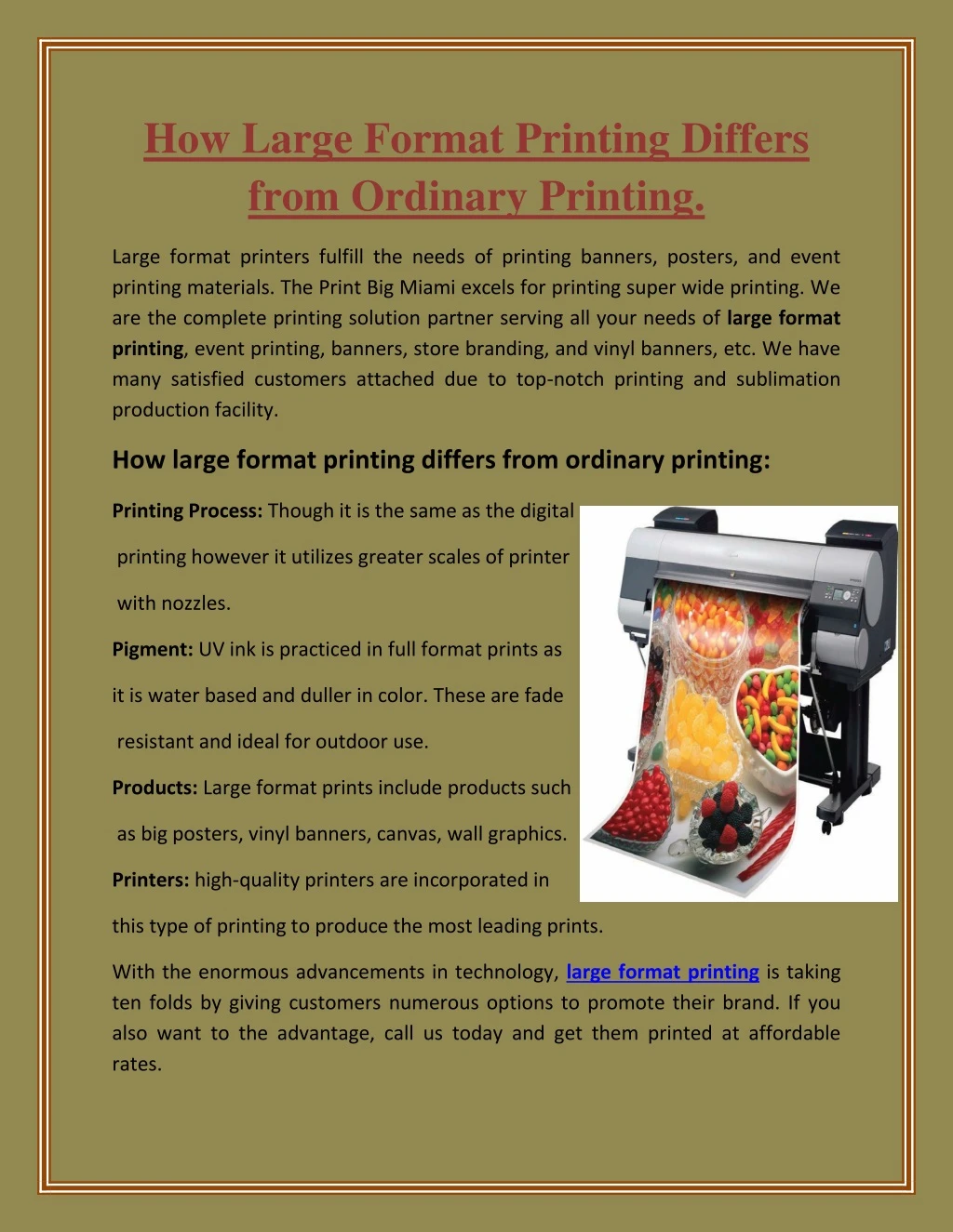 how large format printing differs from ordinary