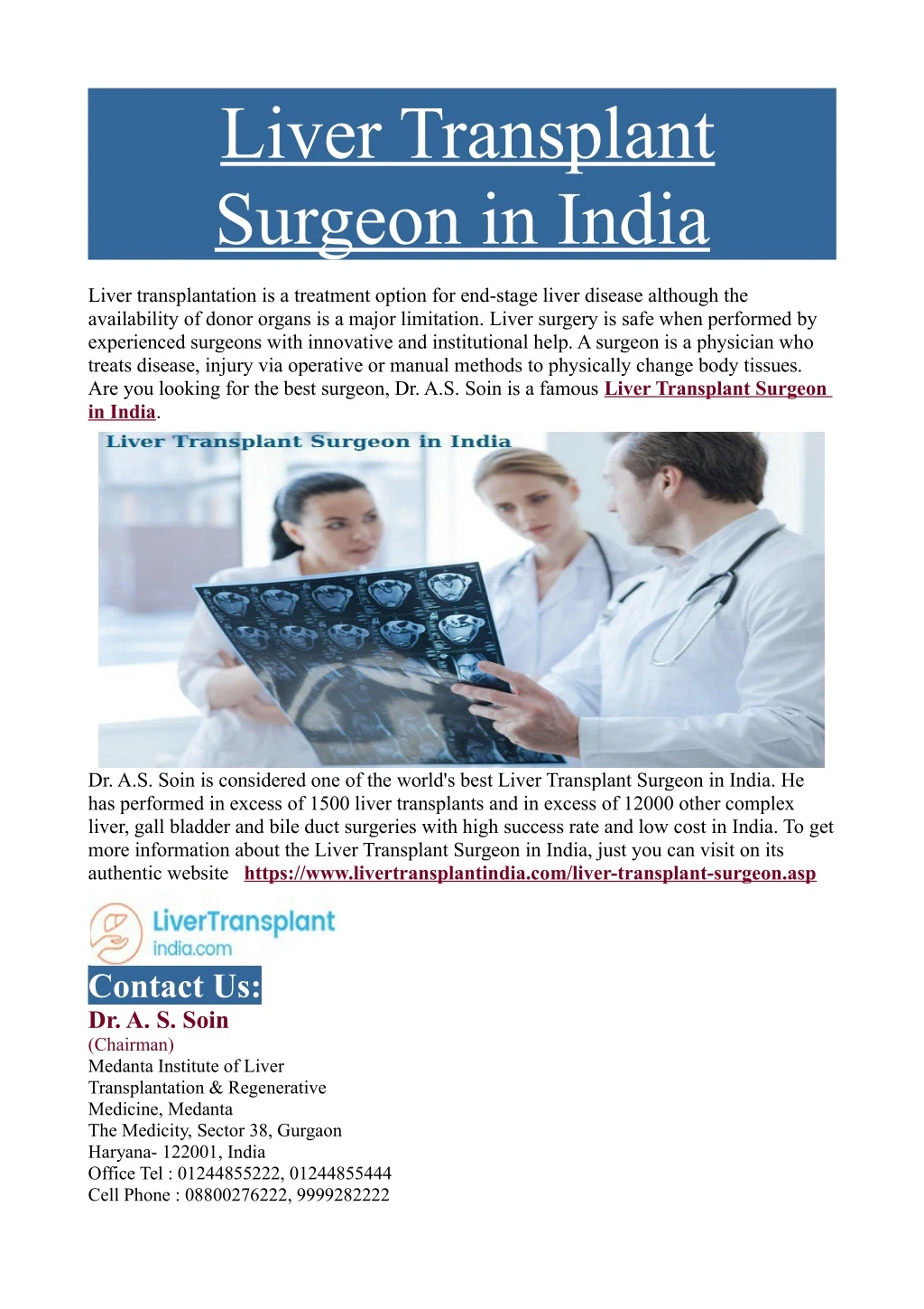 liver transplant surgeon in india