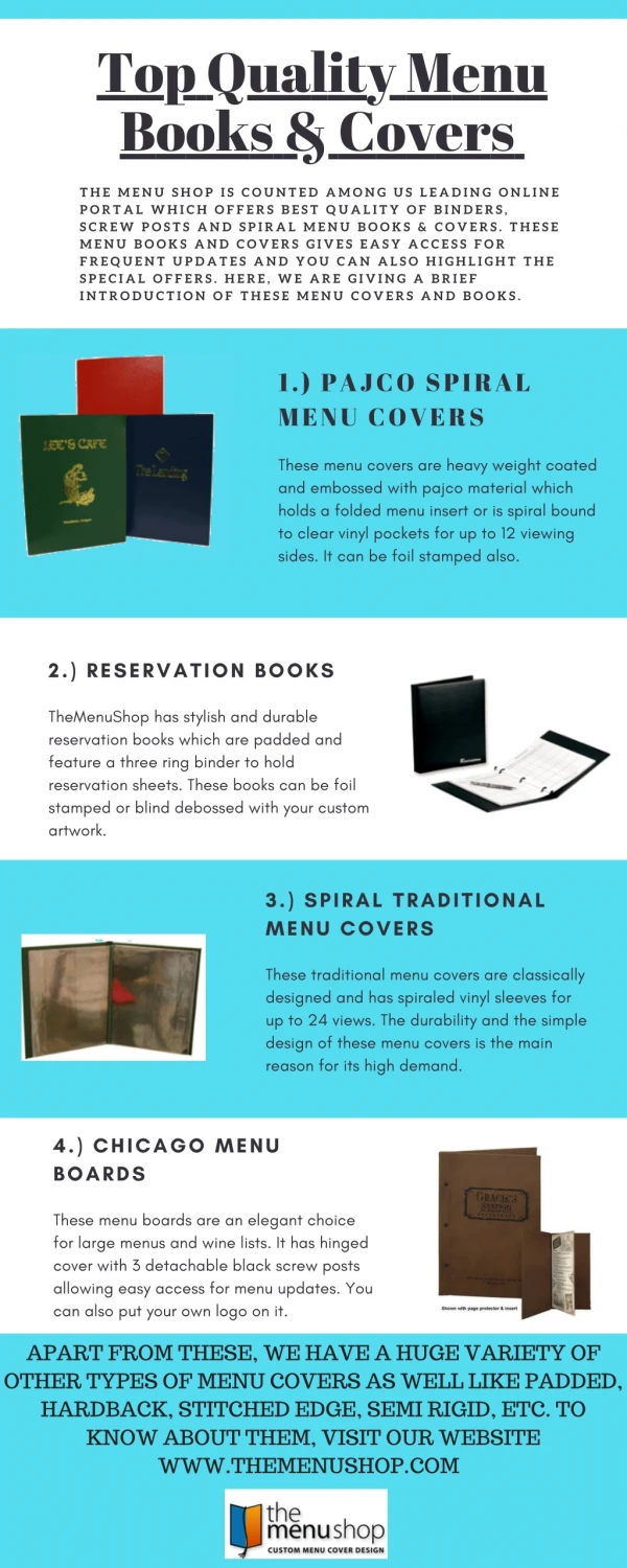 Top quality menu books and menu covers | The Menu Shop