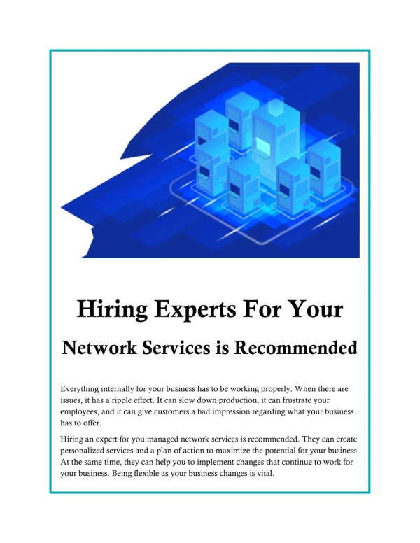 Hiring Experts for your Network Services is Recommended