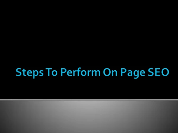 Steps to Perform On Page SEO