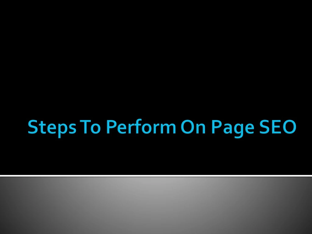 steps to perform on page seo