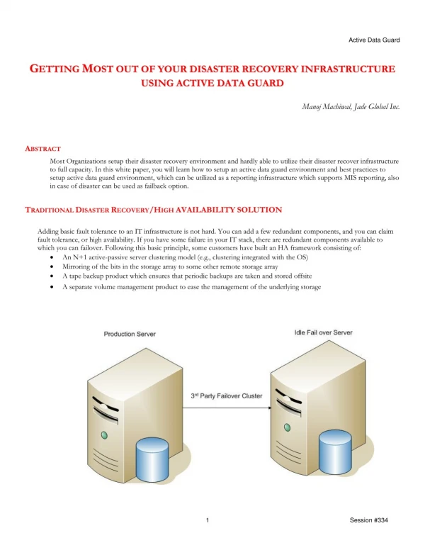 Disaster Recovery Infrastructure - White Paper