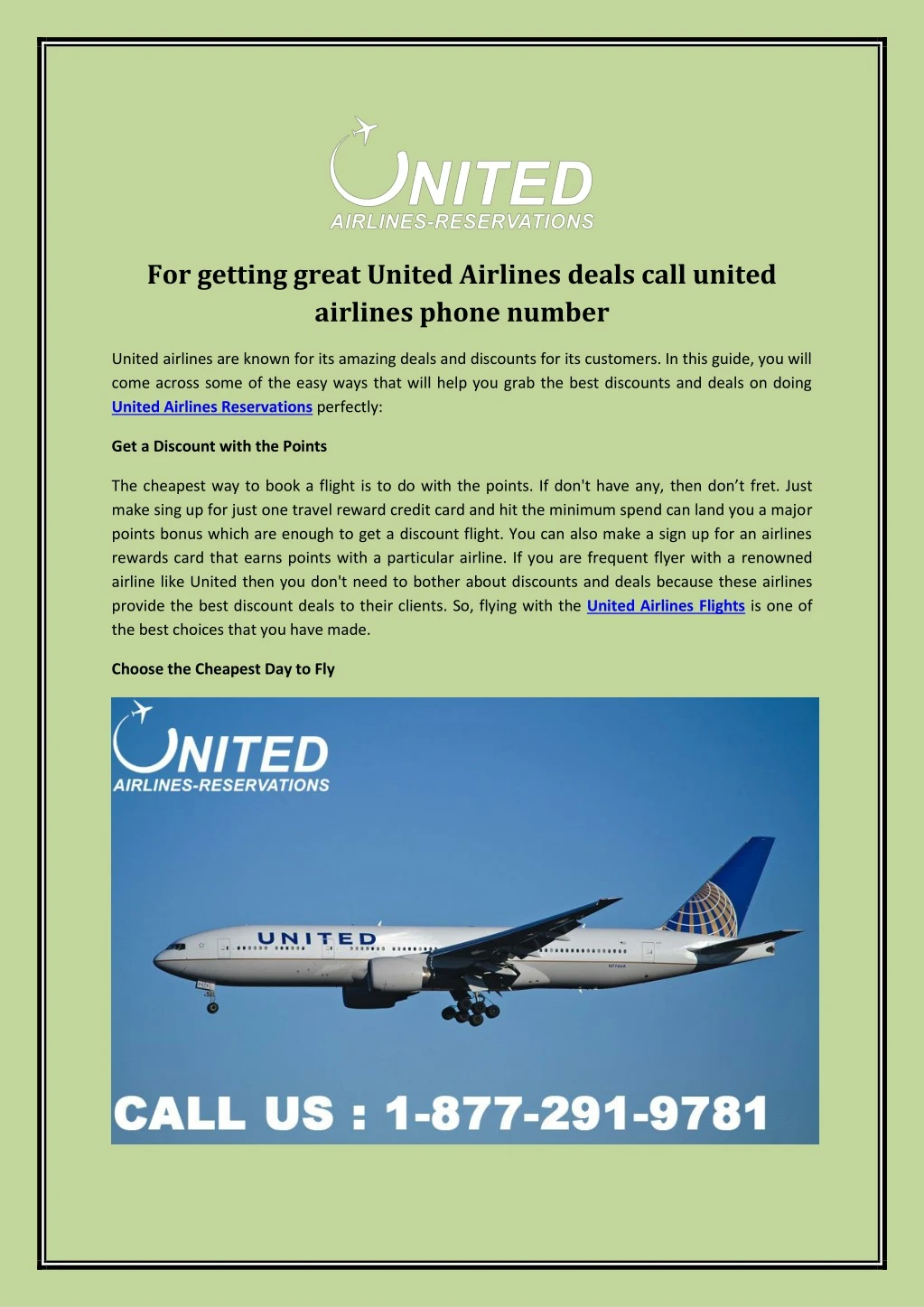 for getting great united airlines deals call