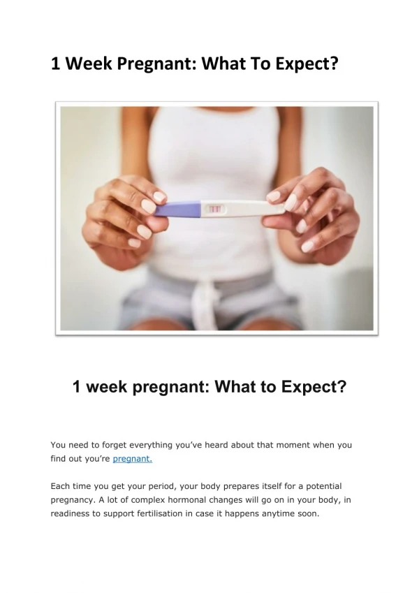 1 Week Pregnant: What To Expect?