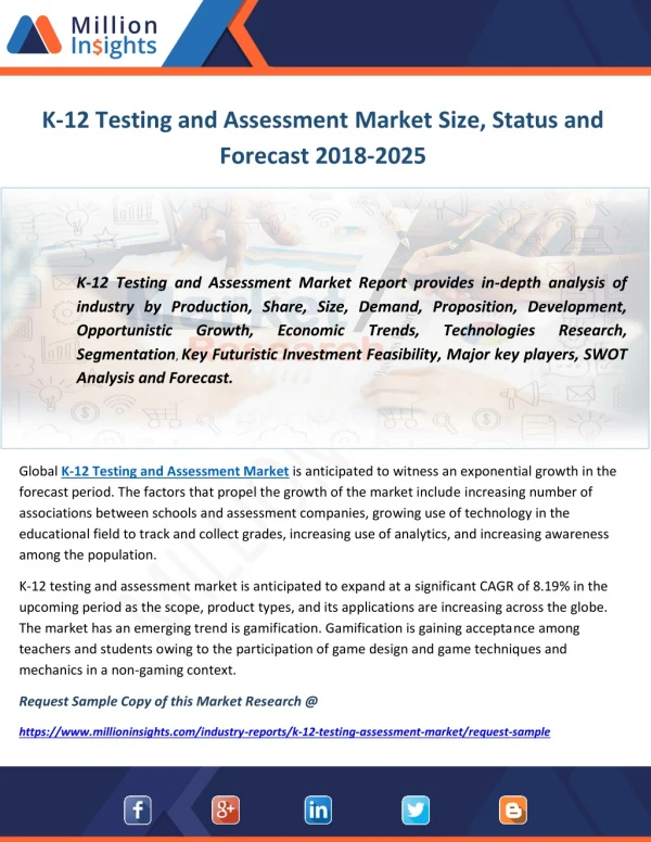 K-12 Testing and Assessment Market Size, Status and Forecast 2018-2025