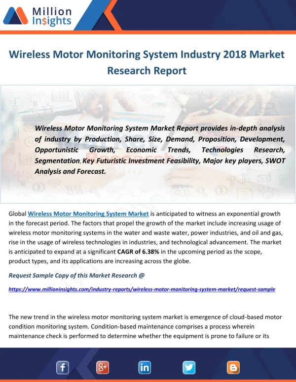 Wireless Motor Monitoring System Industry 2018 Market Research Report