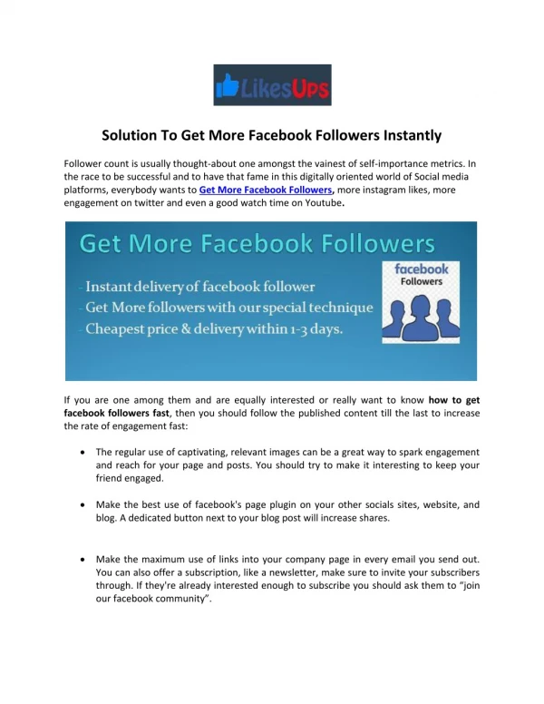 Get More Facebook Followers Instantly