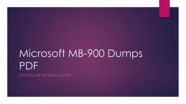 Microsoft MB-900 Dumps Pdf ~ Pass With Extra High Scores
