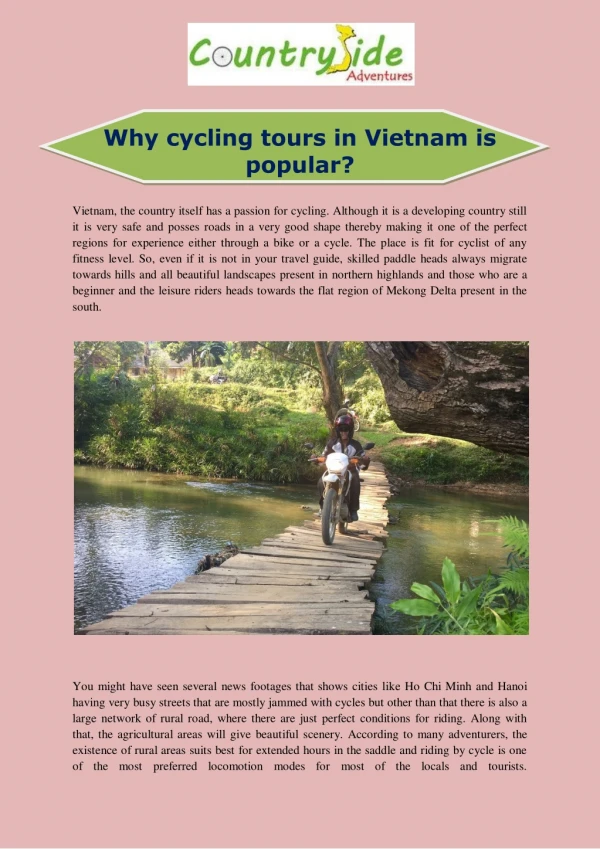 Why cycling tours in Vietnam is popular?