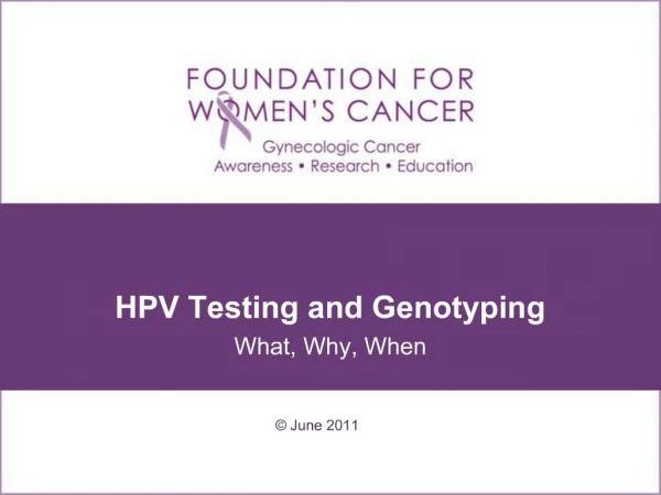 HPV Testing and Genotyping