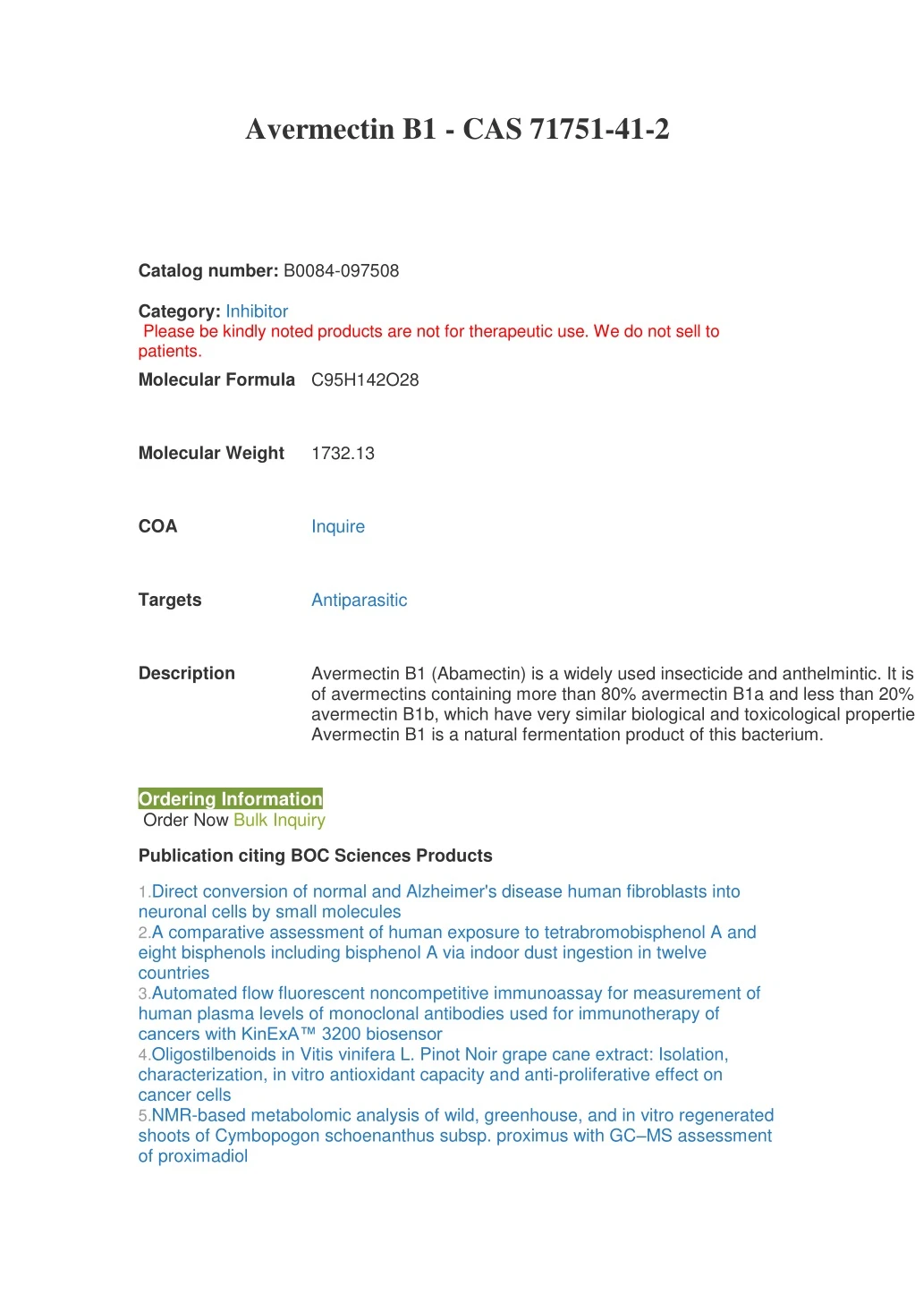 avermectin b1 cas 71751 41 2