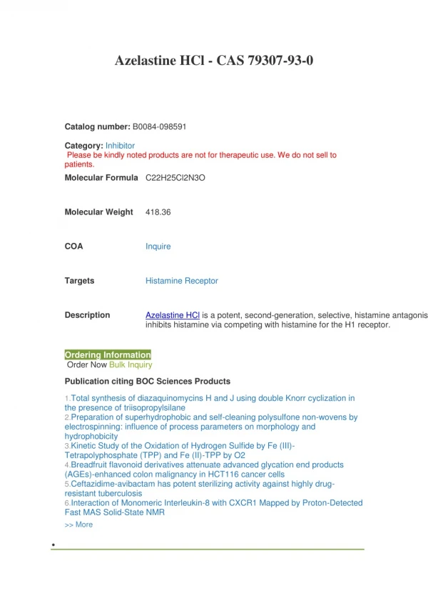 azelastine hcl cas 79307 93 0