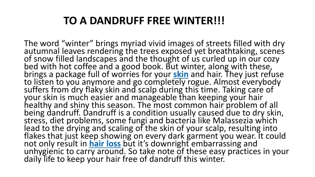 to a dandruff free winter