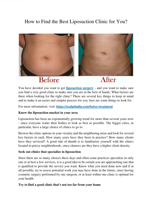 How To Find The Best Liposuction Clinic For You