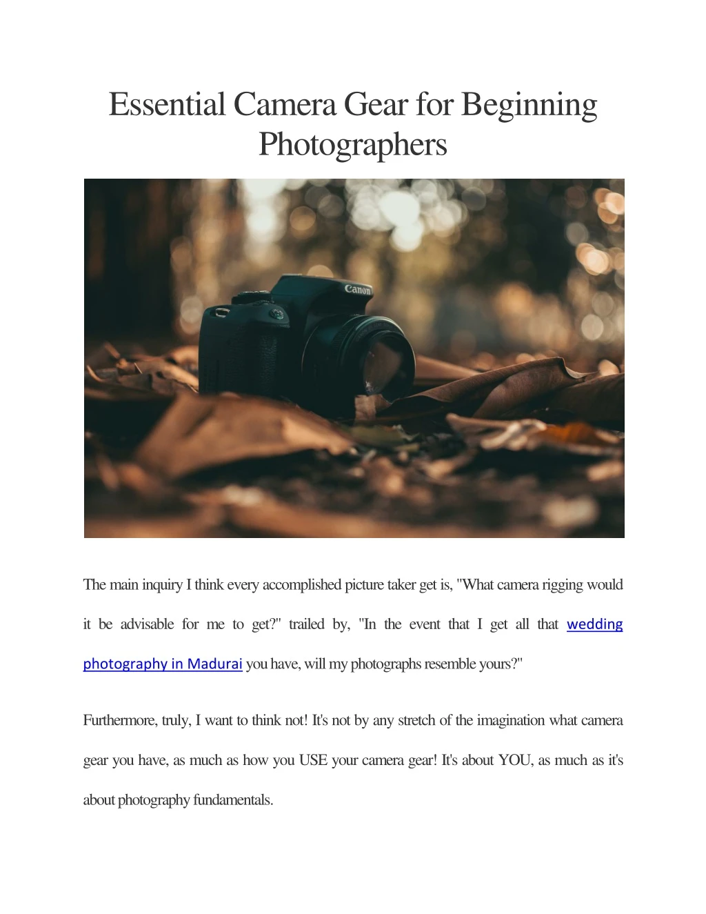essential camera gear for beginning photographers